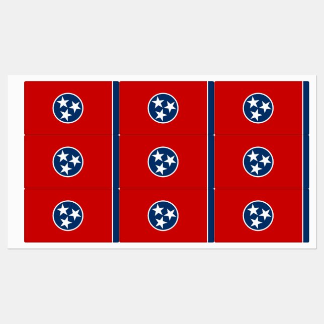 Patriotic labels with flag of Tennessee State (Sheet)