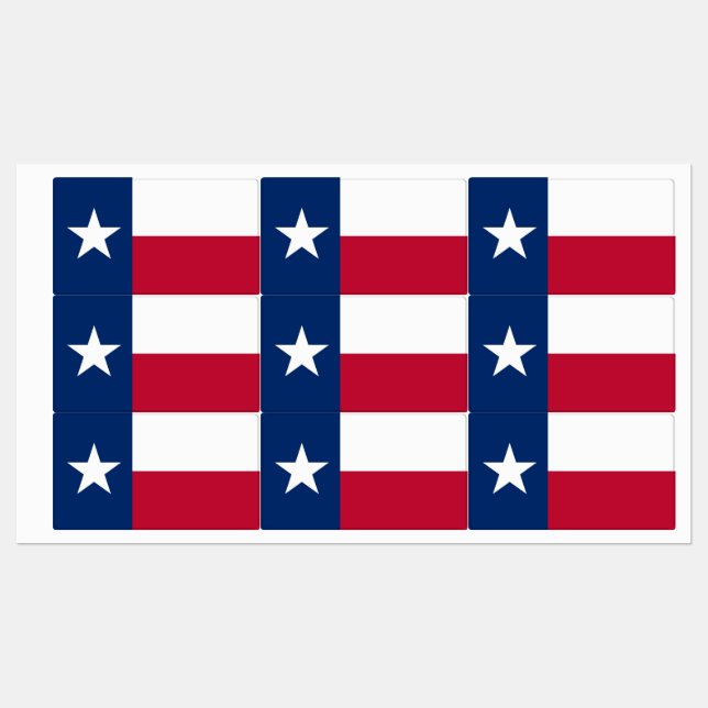 Patriotic labels with flag of Texas State (Sheet)