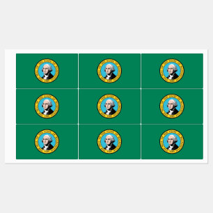 Patriotic labels with flag of Washington State