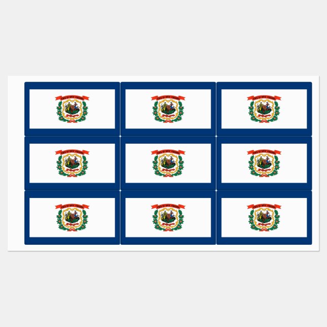 Patriotic labels with flag of West Virginia (Sheet)