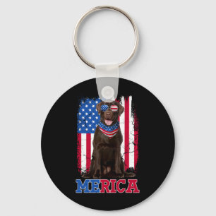 Patriotic Labrador 4th Of July Usa Patriotic Choco Key Ring