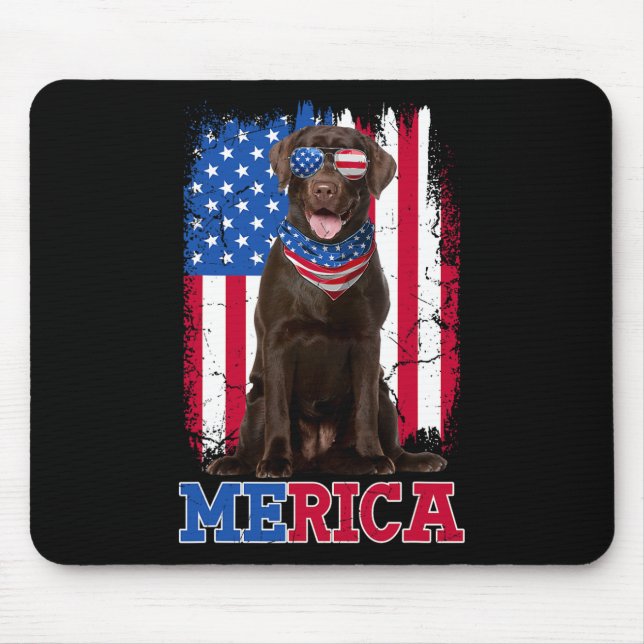 Patriotic Labrador 4th Of July Usa Patriotic Choco Mouse Mat (Front)