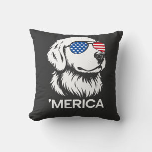 Patriotic Labrador American Flag Fourth of July Cushion