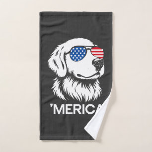 Patriotic Labrador American Flag Fourth of July Hand Towel