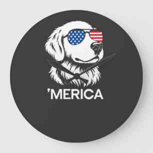 Patriotic Labrador American Flag Fourth of July Large Clock