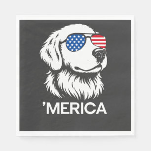 Patriotic Labrador American Flag Fourth of July Napkin