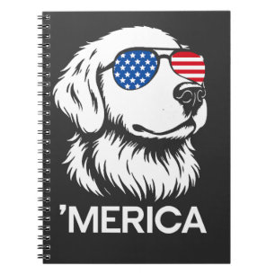 Patriotic Labrador American Flag Fourth of July Notebook