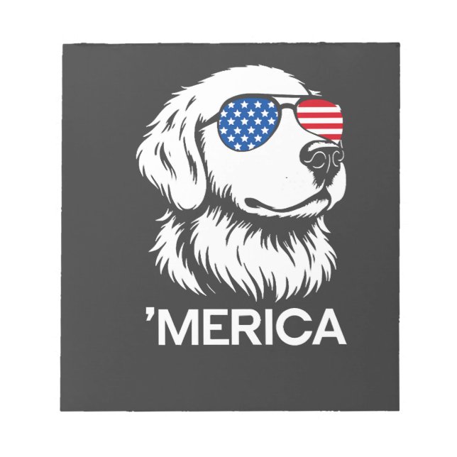 Patriotic Labrador American Flag Fourth of July Notepad (Front)