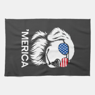 Patriotic Labrador American Flag Fourth of July Tea Towel