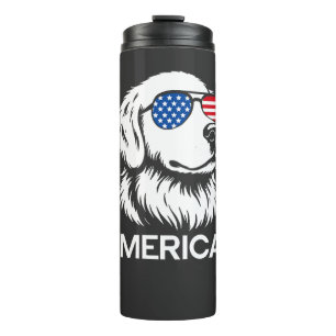 Patriotic Labrador American Flag Fourth of July Thermal Tumbler
