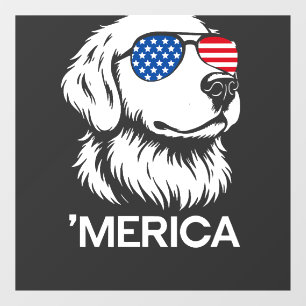 Patriotic Labrador American Flag Fourth of July Window Cling