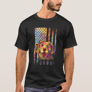 Patriotic Labrador American Flag Retro Pop Art Dog T-Shirt