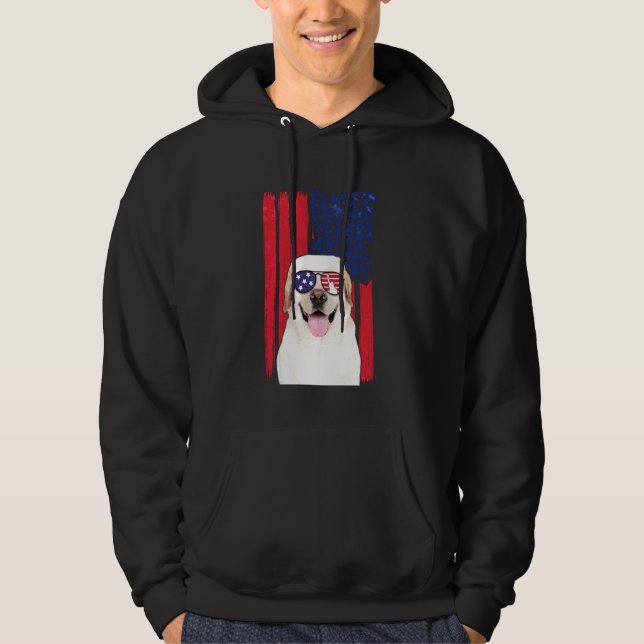 Patriotic Labrador Dog 4th Of July Usa American Fl Hoodie (Front)