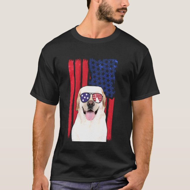 Patriotic Labrador Dog 4th Of July Usa American Fl T-Shirt (Front)