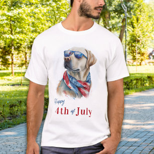Patriotic Labrador Dog USA Flag Happy 4th Of July T-Shirt