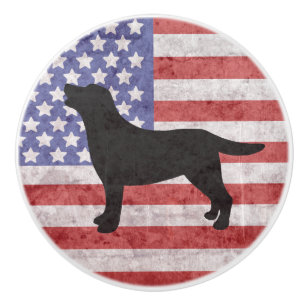 Patriotic Labrador Outline American Flag Knob