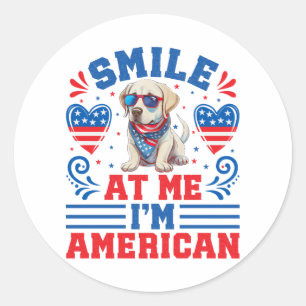 Patriotic Labrador Retriever Dog for 4th Of July Classic Round Sticker