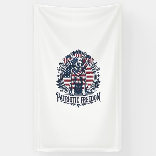 Patriotic Labrador Retriever Vector Graphic Tee_1 Banner (Vertical)