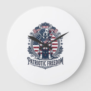 Patriotic Labrador Retriever Vector Graphic Tee_1 Large Clock