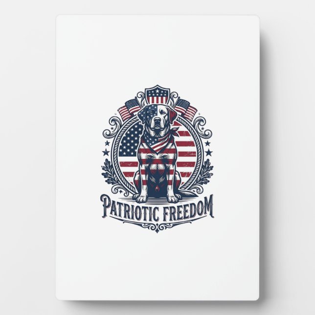 Patriotic Labrador Retriever Vector Graphic Tee_1 Plaque (Front)