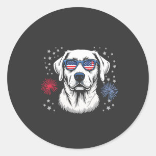 Patriotic Labrador with USA Shades Classic Round Sticker