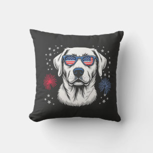 Patriotic Labrador with USA Shades Cushion
