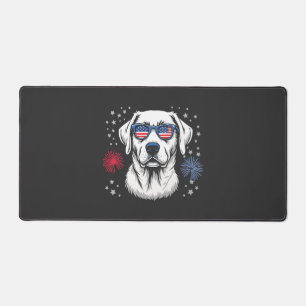 Patriotic Labrador with USA Shades Desk Mat