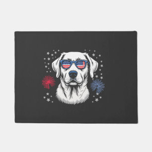 Patriotic Labrador with USA Shades Doormat