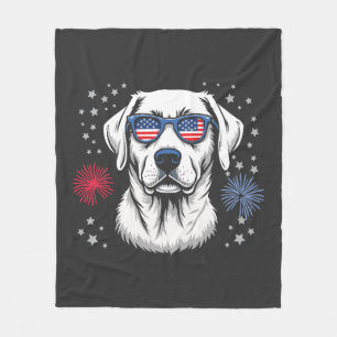 Patriotic Labrador with USA Shades Fleece Blanket