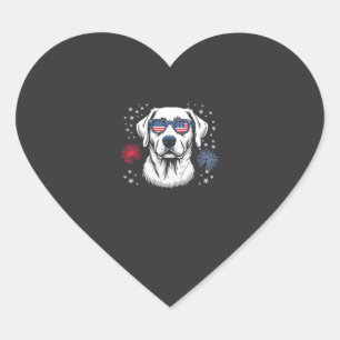 Patriotic Labrador with USA Shades Heart Sticker