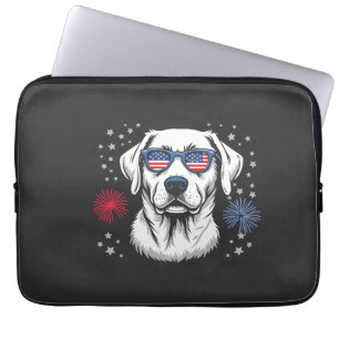 Patriotic Labrador with USA Shades Laptop Sleeve