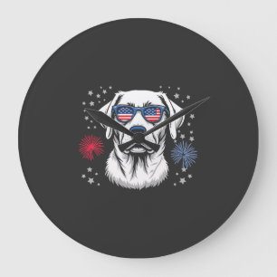 Patriotic Labrador with USA Shades Large Clock