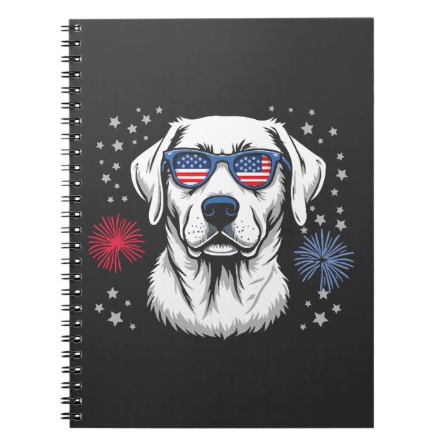 Patriotic Labrador with USA Shades Notebook (Front)