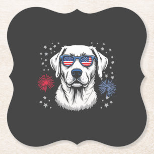 Patriotic Labrador with USA Shades Paper Coaster