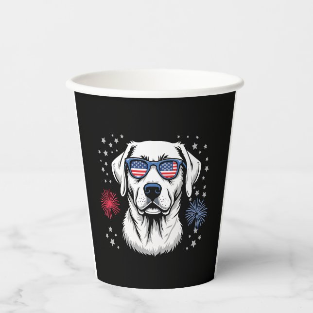 Patriotic Labrador with USA Shades Paper Cups (Front)