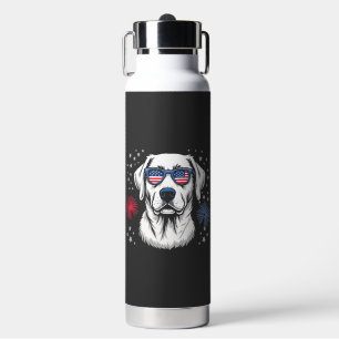 Patriotic Labrador with USA Shades Water Bottle