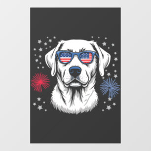 Patriotic Labrador with USA Shades Window Cling