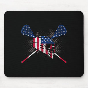 Patriotic Lacrosse Stick 4th Of July American Flag Mouse Mat