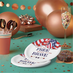 Patriotic Land of the Free Bunting Paper Plate