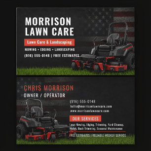 Patriotic Lawn Care & Landscaping Service USA Flag Business Card