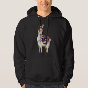 Patriotic Lazy Sloth riding on a Llama Alpaca 4t Hoodie