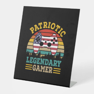 Patriotic Legendary Gamer American Independence Pedestal Sign