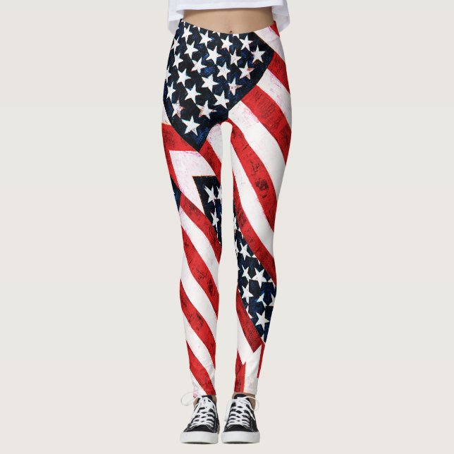 Patriotic leggings red white and blue (Front)
