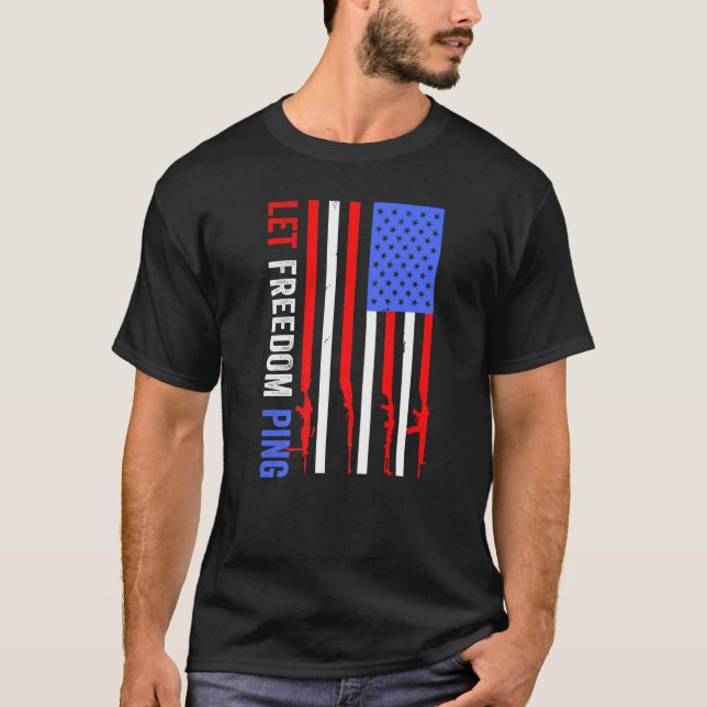 Patriotic Let Freedom Ping American Flag Retro Vin T-Shirt (Front)