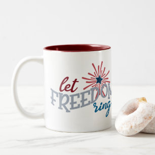 Patriotic let Freedom Ring add monogram Two-Tone Coffee Mug
