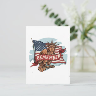  Patriotic Liberty Eagle "Remember" Graphic Postcard