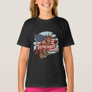 Patriotic Liberty Eagle "Remember" Graphic T-Shirt