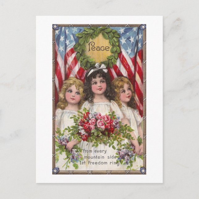 Patriotic Liberty Girls Postcard (Front)