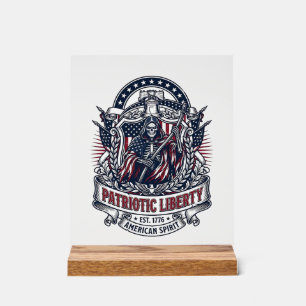 Patriotic Liberty Reaper Dark Patriot Skeleton & R Acrylic Sign