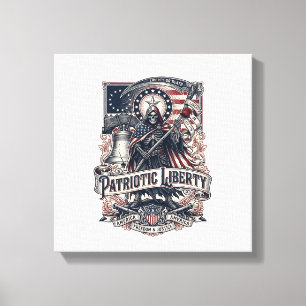 Patriotic Liberty Reaper Dark Patriot Skeleton & R Canvas Print